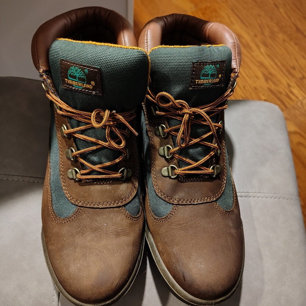 Timberland Men's Two-Tone Brown and Green Boots